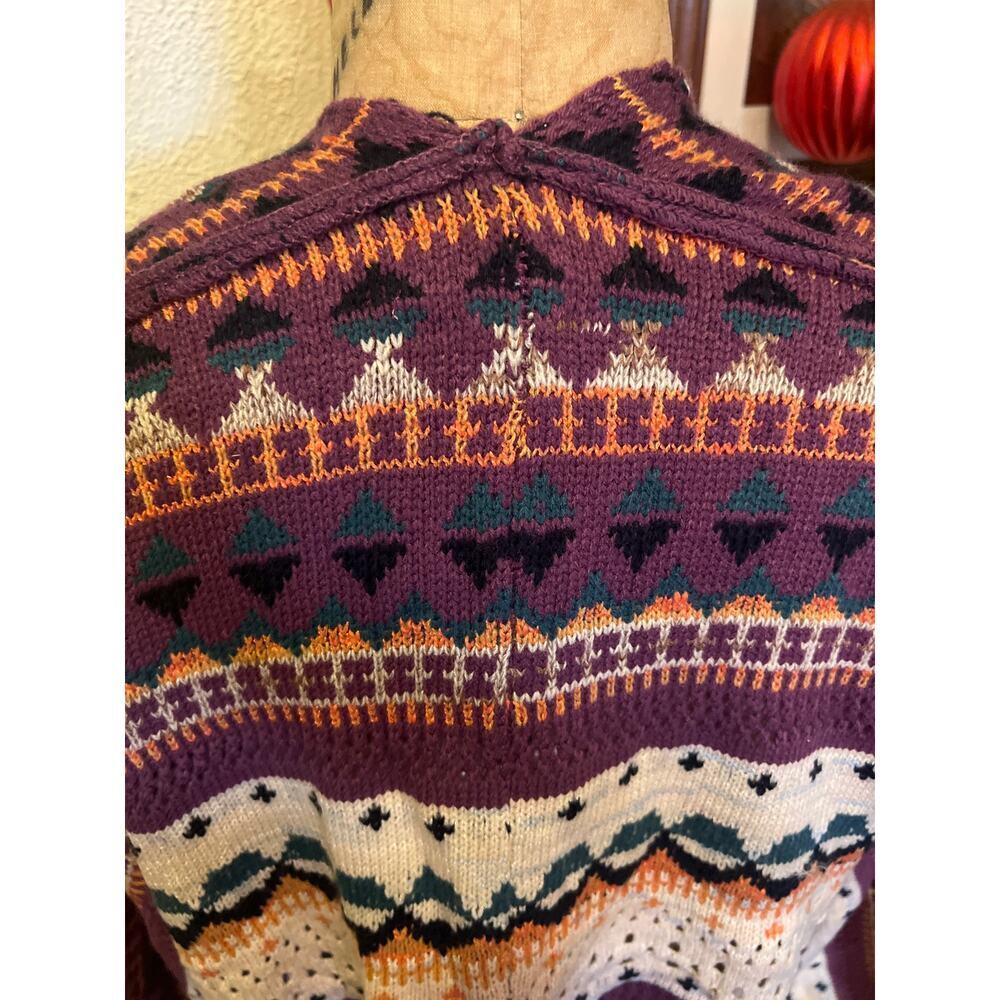 Boho Open Front Multicolor Fringe Hem Sweater Cardigan NWT Size M - Picture 8 of 12